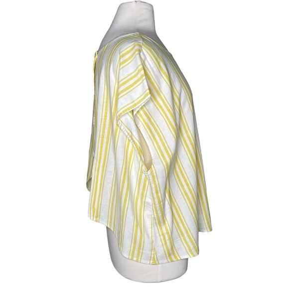 Torrid 0 Linen Cross Back Cropped Tank in ember stripe - Picture 4 of 11